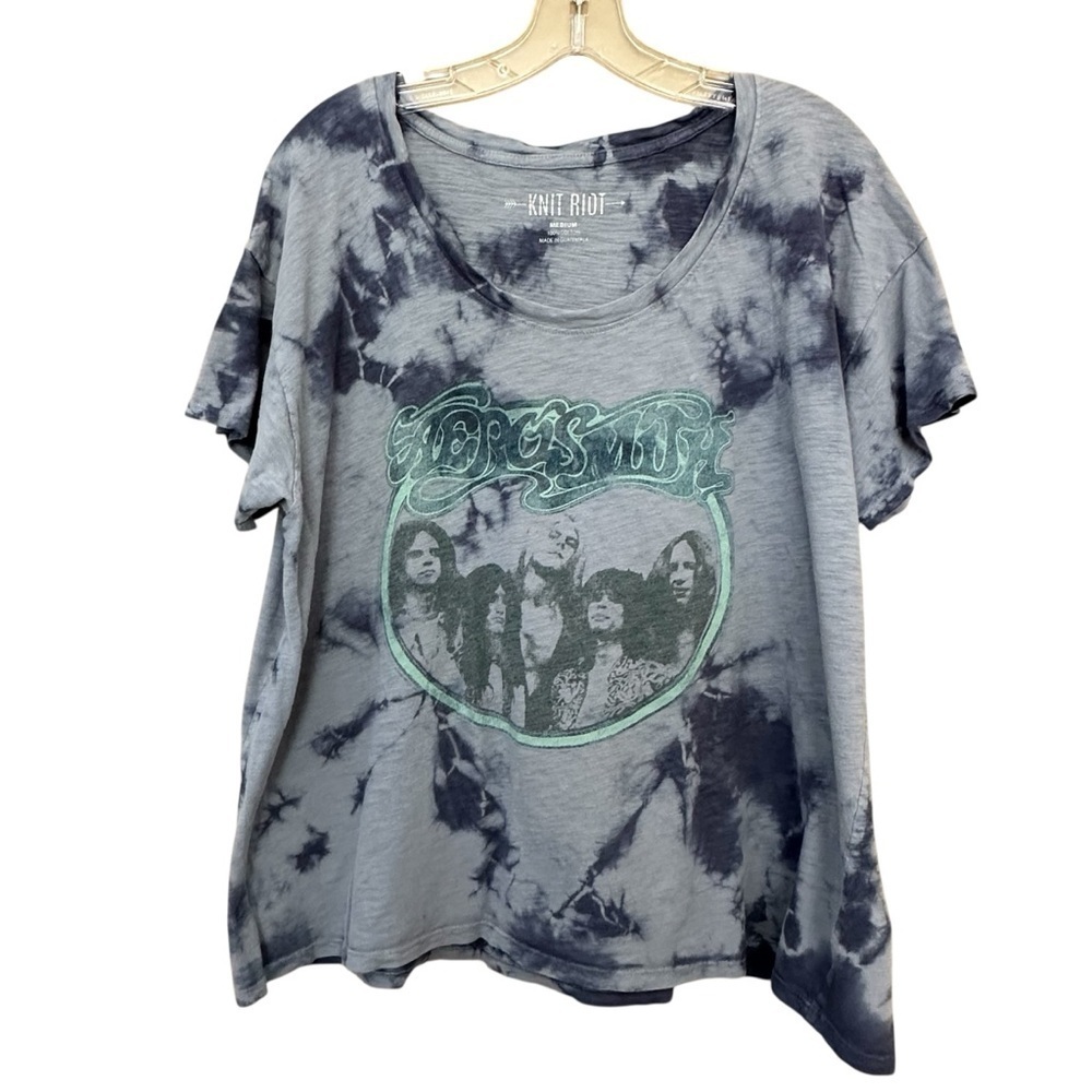 Aerosmith Vintage Look Tie-Dye Graphic Cotton Concert Band T-Shirt, Medium